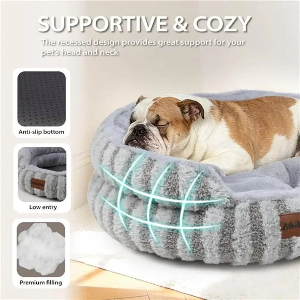 Cat Bed Kitten Bed - Washable Round Cat Beds for Indoor Cats, Soft Corduroy